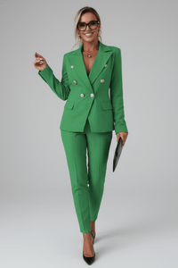 Pauline | Damen Hosenanzug Set Elegant Business Modern Tailliert in Grün
