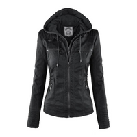 Damen Jacke mit Kapuze und Reißverschluss in Schwarz