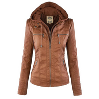 Damen Jacke mit Kapuze und Reißverschluss in Braun