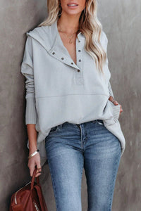 Frieda | Damen Kapuzen-Tunika Langarm Oversized Hoodie Pullover in Grau