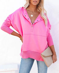 Frieda | Damen Kapuzen-Tunika Langarm Oversized Hoodie Pullover in Rosa