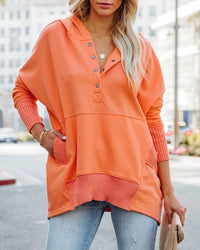 Frieda | Damen Kapuzen-Tunika Langarm Oversized Hoodie Pullover in Orange