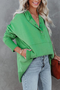 Frieda | Damen Kapuzen-Tunika Langarm Oversized Hoodie Pullover in Grün