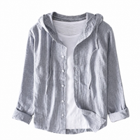 Damen Kapuzenshirt mit Knopfleiste in Grau