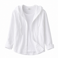 Damen Kapuzenshirt mit Knopfleiste in Weiß