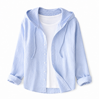 Damen Kapuzenshirt mit Knopfleiste in Blau