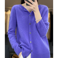 Leonie | Damen Kaschmir Cardigan Klassischer Strickjacke Knopfleiste in Dunkelblau