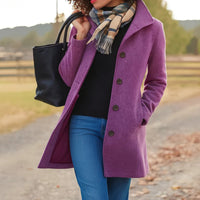 Charlotte | Damen Klassischer Mid-Length Knopfmantel Eleganter Women Coat in Lila