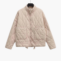 Damen Kurze Steppjacke mit Reißverschluss in Rosa