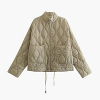 Damen Kurze Steppjacke mit Reißverschluss in Beige