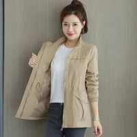 Luisa | Damen Kurzjacke leichte atmungsaktive Übergangsjacke mit Reißverschluss in Khaki
