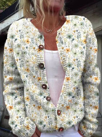 Charlotte | Damen Langarm Strick-Cardigan mit Blumenmuster in Stil 2