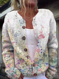Charlotte | Damen Langarm Strick-Cardigan mit Blumenmuster in Stil 4
