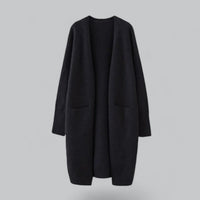 Clara | Damen Langer Oversized Kaschmir Strick Cardigan in Schwarz
