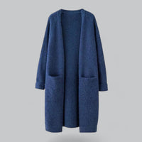 Clara | Damen Langer Oversized Kaschmir Strick Cardigan in Blau