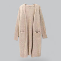 Clara | Damen Langer Oversized Kaschmir Strick Cardigan in Khaki