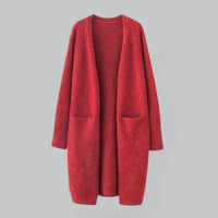 Clara | Damen Langer Oversized Kaschmir Strick Cardigan in Rot
