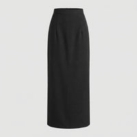 Damen langer Rock mit hohem Bund und gerader Silhouette in Schwarz