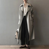 Marlene | Damen Langer Wasserabweisender Doppelreihiger Trench Coat in Grau