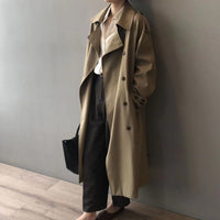 Marlene | Damen Langer Wasserabweisender Doppelreihiger Trench Coat in Khaki