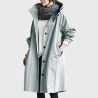 Clara | Damen Langer Wasserabweisender Kapuzen-Trenchcoat Weite Passform in Hellblau