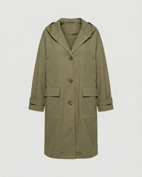 Annika | Damen Langer Wasserabweisender Windproof Trench Coat mit Kapuze in Grün