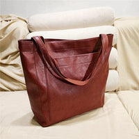 Elfriede | Damen Leder Tote Bag Geräumige Klassische Schultertasche in Rot