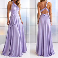 Damen Maxikleid mit überkreuztem Halsteil in Lila
