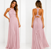 Damen Maxikleid mit überkreuztem Halsteil in Rosa