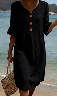Damen Midi-Hemdkleid mit Knöpfen in Schwarz