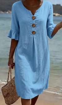 Damen Midi-Hemdkleid mit Knöpfen in Blau
