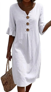 Damen Midi-Hemdkleid mit Knöpfen in Weiß