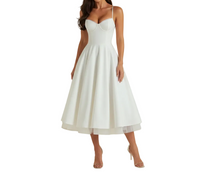 Damen Midikleid mit Korsettoberteil und schmalen Trägern in Weiß