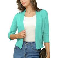 Katharina | Damen Offener Kurzjacken-Cardigan mit 3/4-Ärmeln in Dunkles Marineblau