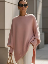 Charlotte | Damen Oversized Fledermausarm Strick Sweater in Rosa