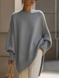 Charlotte | Damen Oversized Fledermausarm Strick Sweater in Grau
