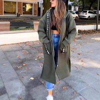 Marlene | Damen Oversized Hoodie Women Coat Langer Kapuzenmantel in Grün