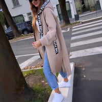 Marlene | Damen Oversized Hoodie Women Coat Langer Kapuzenmantel in Beige