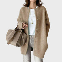 Clara | Damen Oversized Kaschmir Cardigan mit Druckknöpfen in Khaki