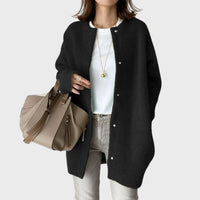 Clara | Damen Oversized Kaschmir Cardigan mit Druckknöpfen in Schwarz