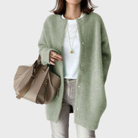 Clara | Damen Oversized Kaschmir Cardigan mit Druckknöpfen in Grün