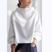 Mia | Damen Oversized Strickpullover mit Hochkragen und weitem Schnitt in Weiß