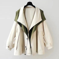 Hannah | Damen Oversized Trench Coat Wasserdichter Kurzmantel mit Doppelkragen in Weiß