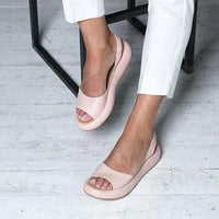 Elisabeth | Damen Peep-Toe Slingback Comfortable Sandals flache Sommersandalen in Rosa
