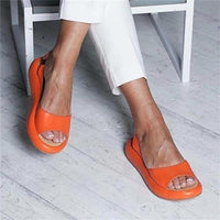 Elisabeth | Damen Peep-Toe Slingback Comfortable Sandals flache Sommersandalen in Orange