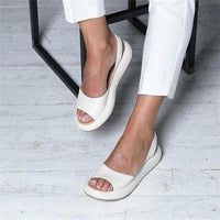 Elisabeth | Damen Peep-Toe Slingback Comfortable Sandals flache Sommersandalen in Weiß