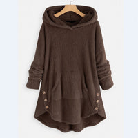 Lena | Damen Plüsch-Hoodie Sweatshirt Reißverschluss Katzen-Print Fleece in Braun