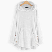 Lena | Damen Plüsch-Hoodie Sweatshirt Reißverschluss Katzen-Print Fleece in Weiß