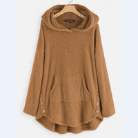 Lena | Damen Plüsch-Hoodie Sweatshirt Reißverschluss Katzen-Print Fleece in Beige