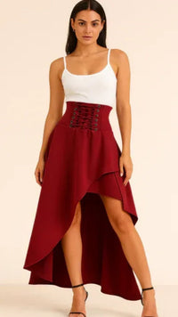 Damen Rock lang mit Schlitz | Midi in Burgund